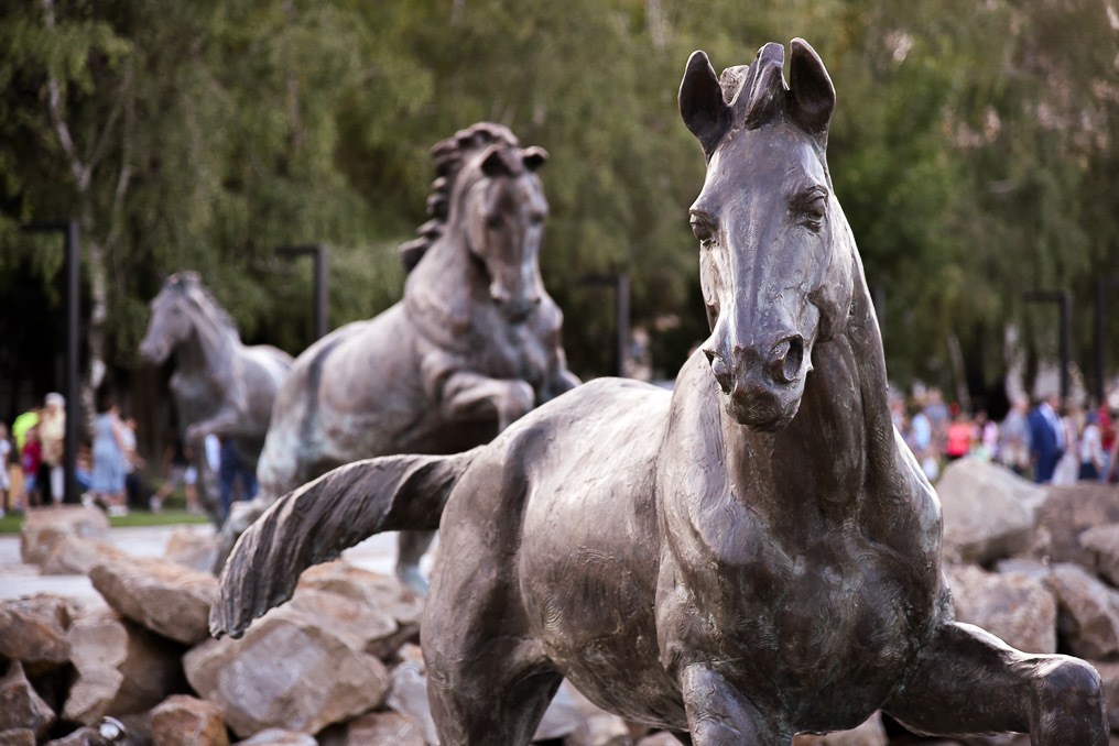 Лошадка в парке. Сквер кони Аксай. Кони в Аксае памятник. Фонтан кони Аксай. Скульптура кони Аксай.